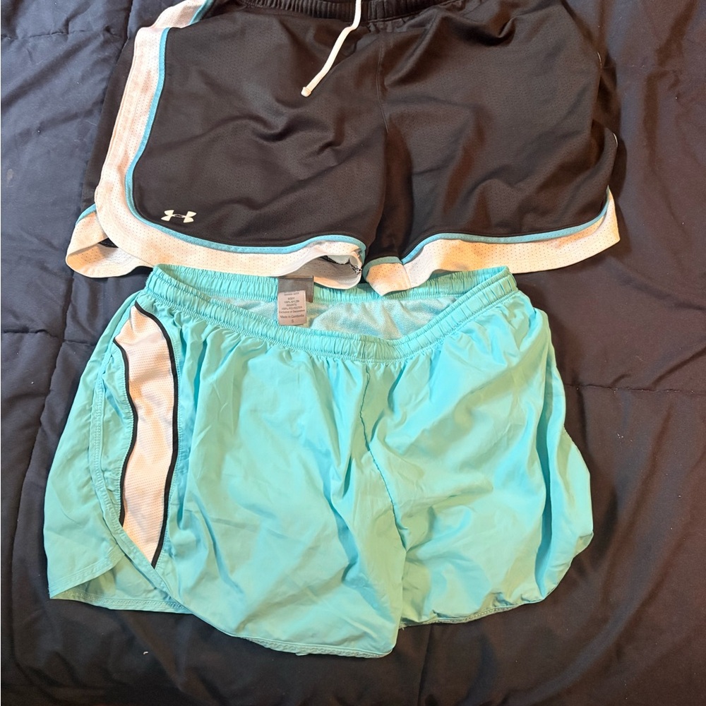 Under Armour Women's Black and Aqua Athletic Shorts & Also Green white champion